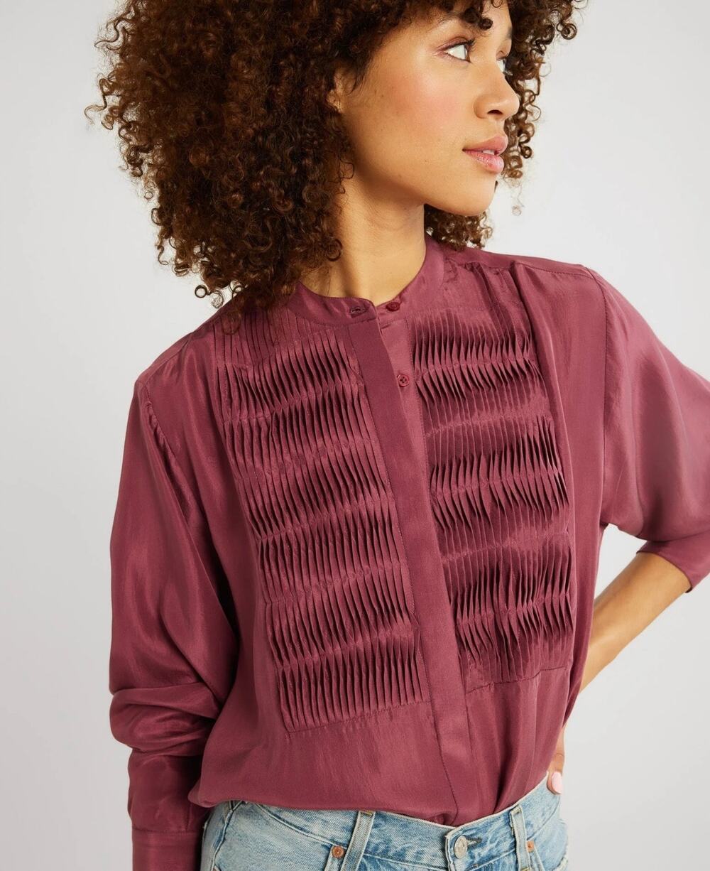 NWOT Millie Keaton Top in Plum Washed Silk Women’s Sz S